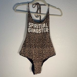 Spiritual Gangster Leopard/Cheeta Print SG Retreat One Piece Swimsuit Small